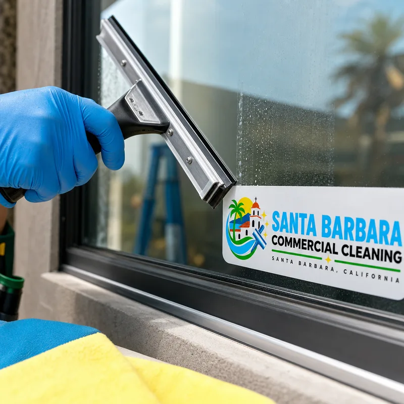 Squeegee finishing a pane with crisp edges and a clean sill line