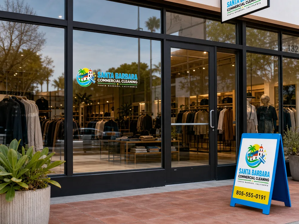 Clean retail storefront with clear, streak-free window panes and entry-door glass